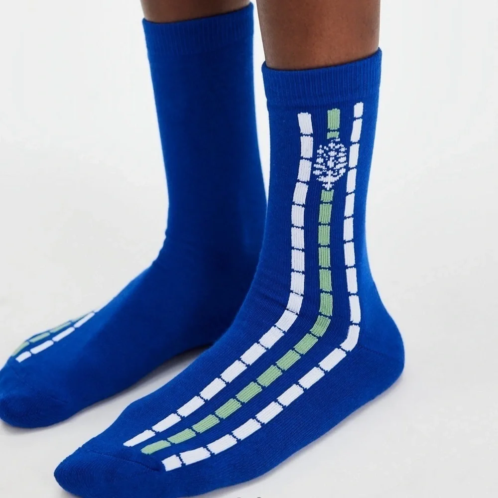 NWT Free People Fast Lane Crew Socks in Blue Combo